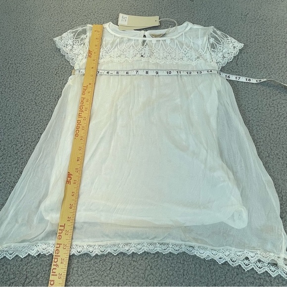 VIA SIGNORIA Top Womens S Ivory 100% Silk Lace Trim‎ Lined  Fairy Italy Made NEW - Picture 11 of 16